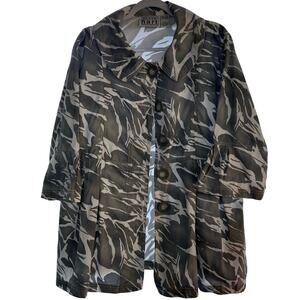 Keren Hart Women XXL Jacket Camo Light Weight 100% Cotton Side Seam Pockets Camo